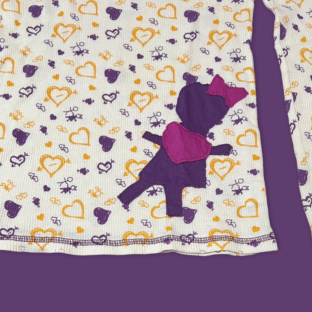 Vintage Y2K Emo Scrapbook Heart Doodles Long Sleeve Thermal Shirt - Size Small - Picture 3 of 8